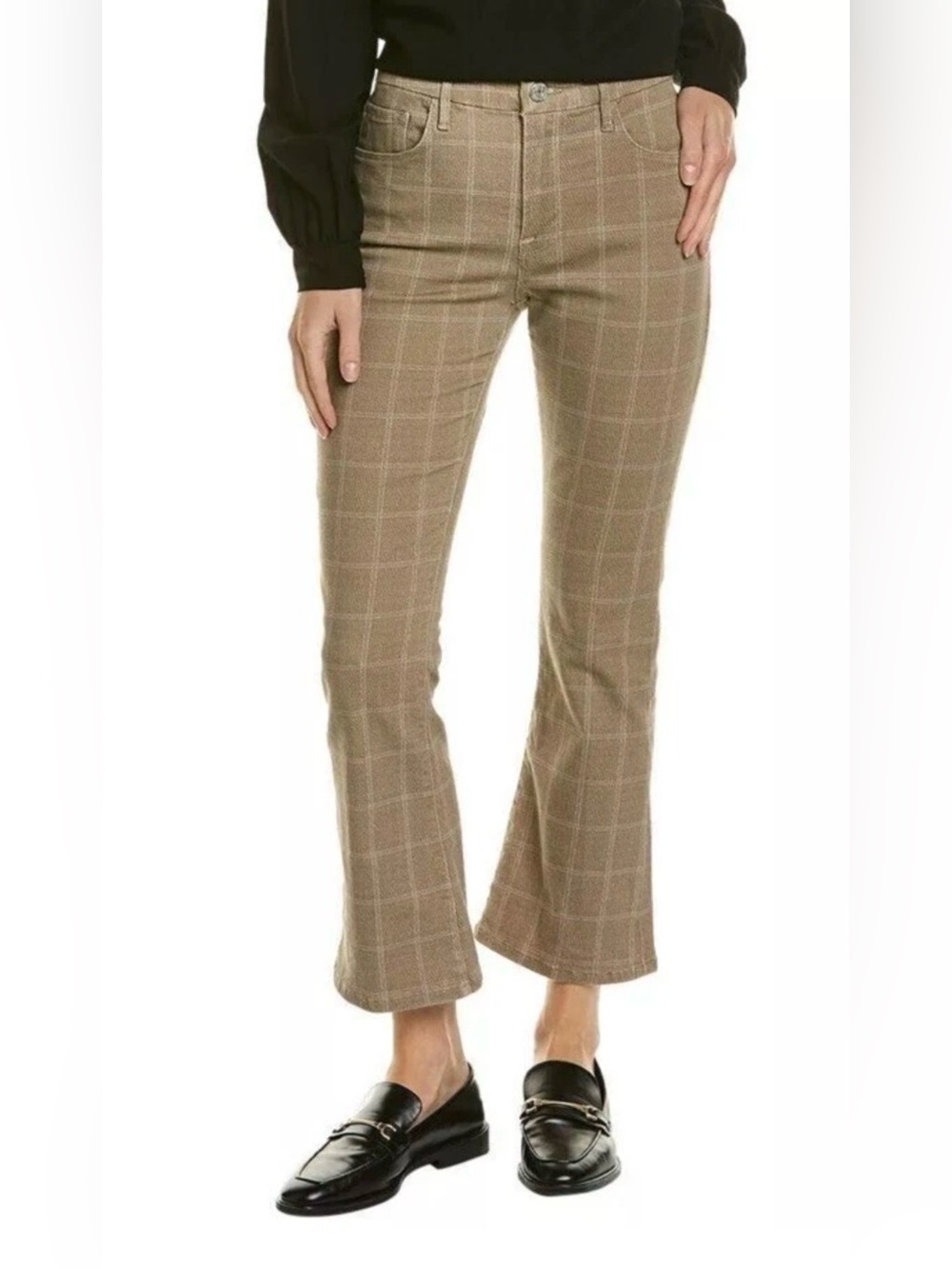 FRAME Le Crop Mini Bootcut Jeans Skyblue Plaid Mid Rise Retail $248 NWT Size 30